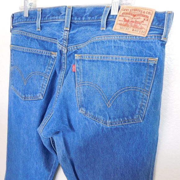 Levis 501 XX Jeans Size 40 x 34 Denim 5 Pocket Indigo Blue Casual Button Fly - Picture 9 of 10